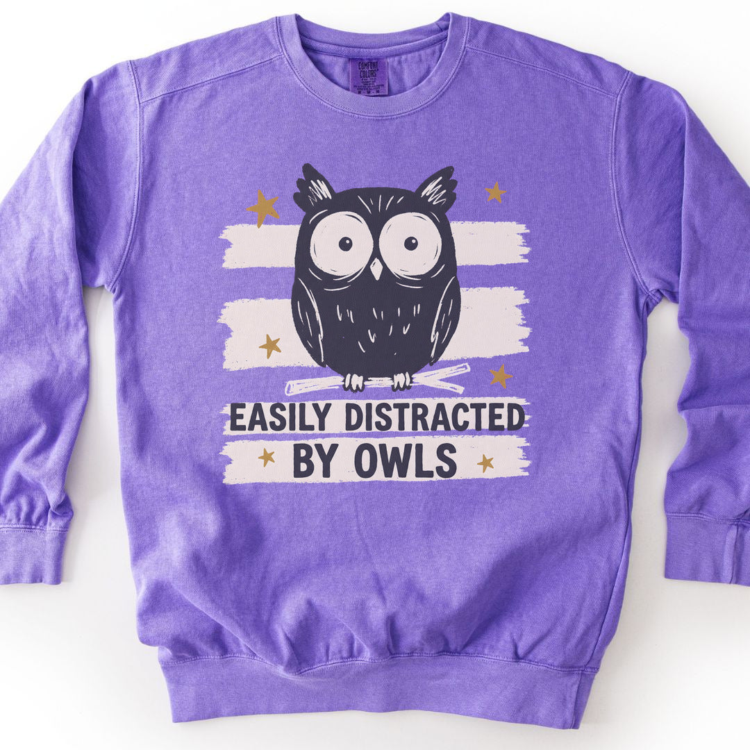 Easily Distracted by Owls Premium Sweatshirt - Violet