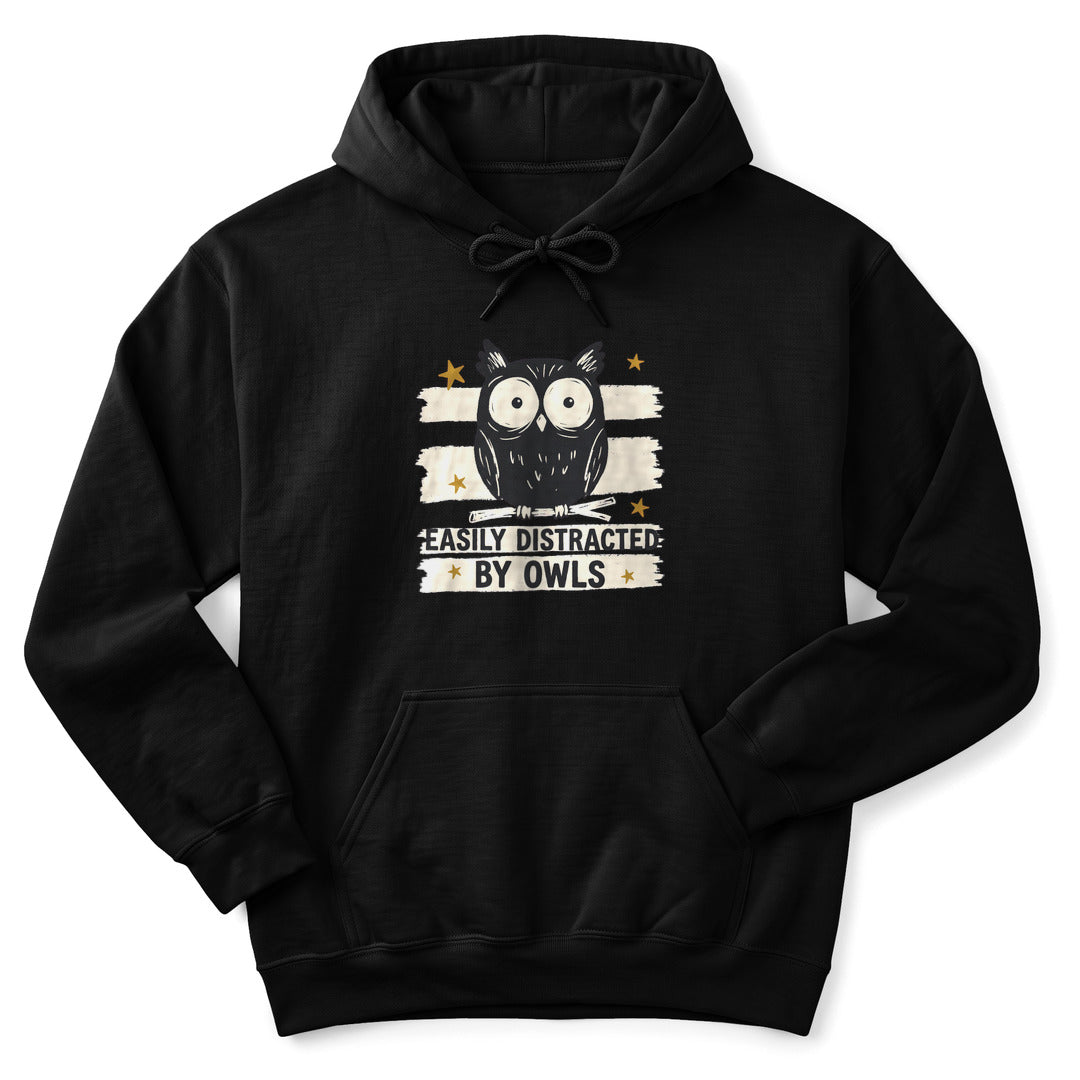 Hoodie Black / S Easily Distracted by Owls Hoodie