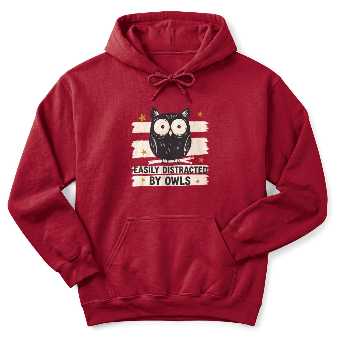 Hoodie Cardinal Red / S Easily Distracted by Owls Hoodie