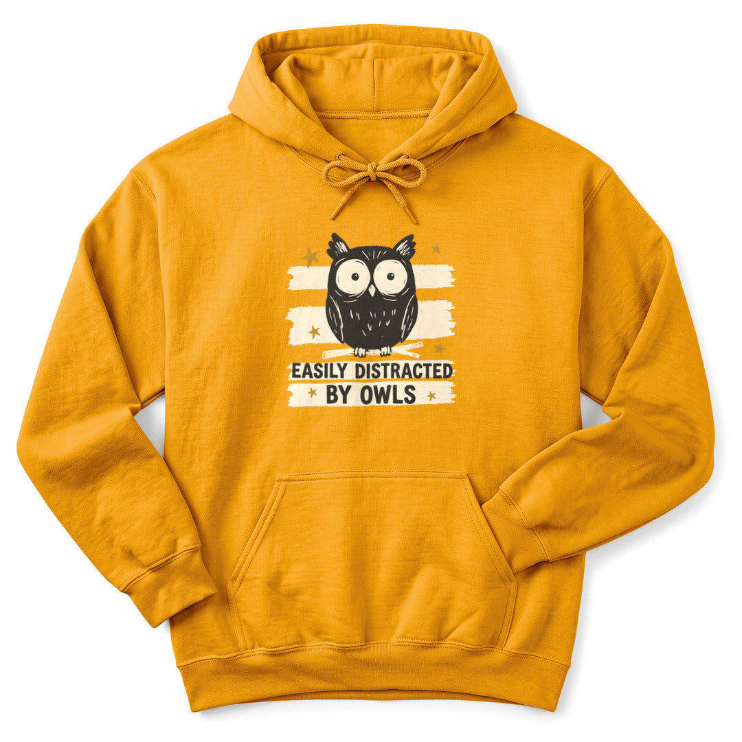 Hoodie Gold / S Easily Distracted by Owls Hoodie