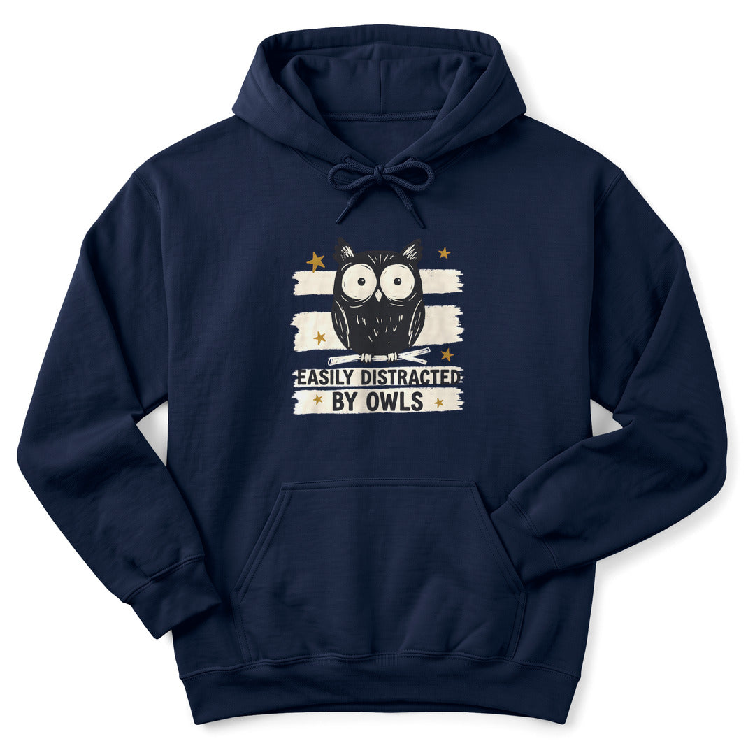 Hoodie Navy / S Easily Distracted by Owls Hoodie