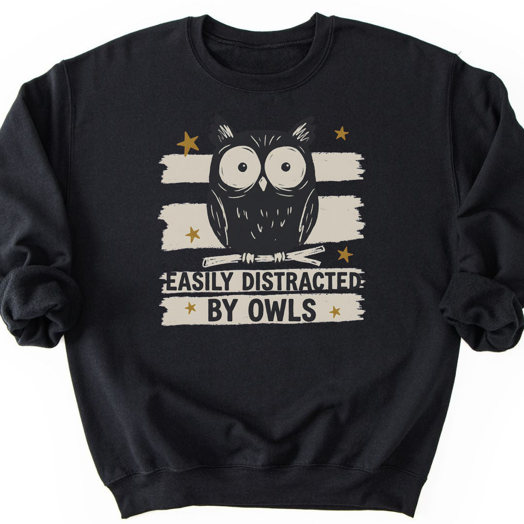 Easily Distracted by Owls Sweatshirt - Black
