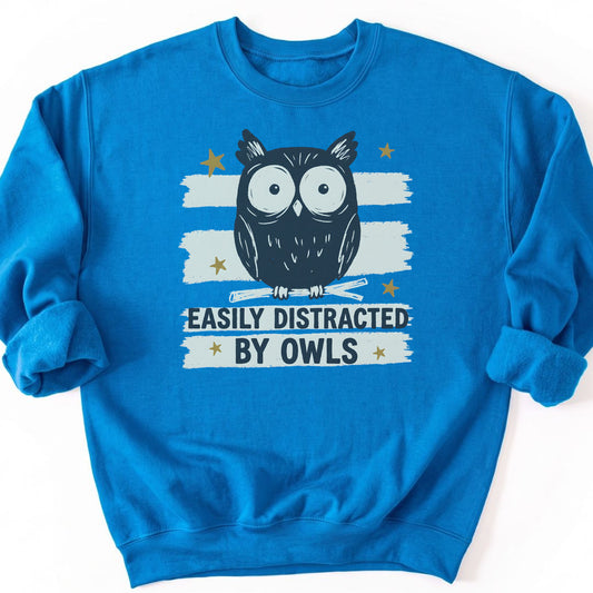 Easily Distracted by Owls Sweatshirt - Sapphire