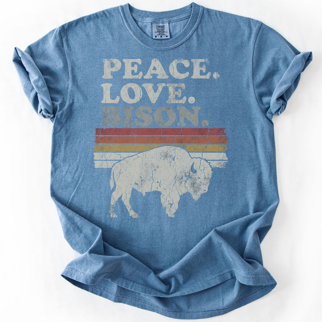 Peace. Love. Bison. Premium - Blue Jean