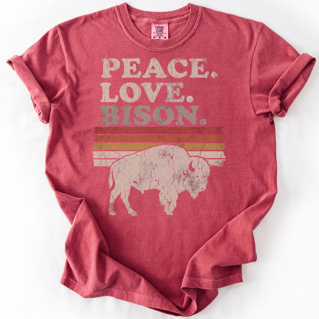 Peace. Love. Bison. Premium - Crimson