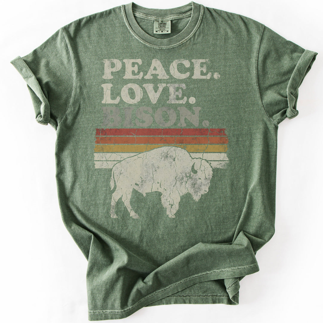 Peace. Love. Bison. Premium - Moss