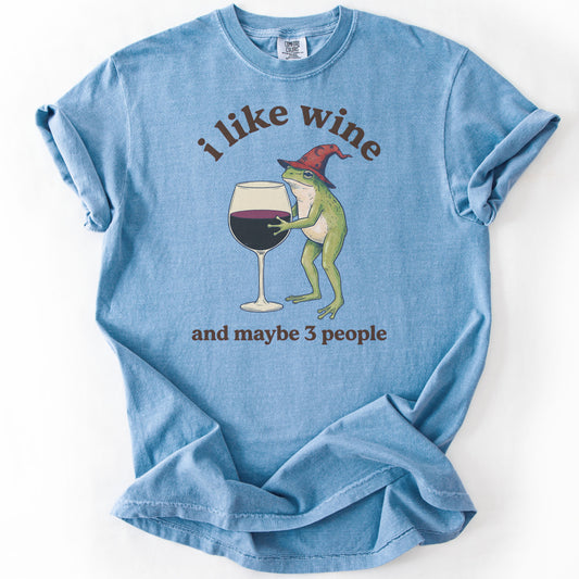 I Like Wine and Maybe 3 People Premium - Washed Denim