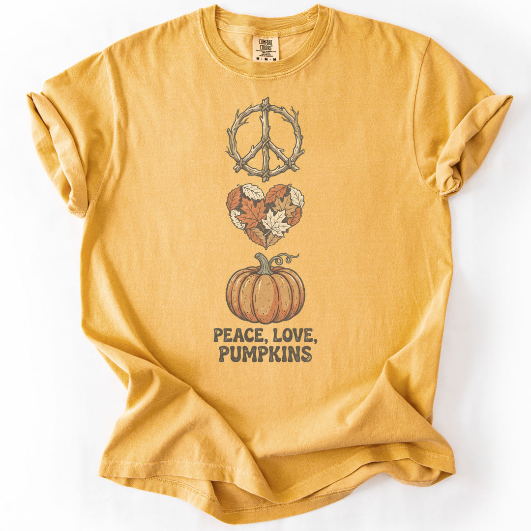 Peace, Love, Pumpkins Premium - Mustard
