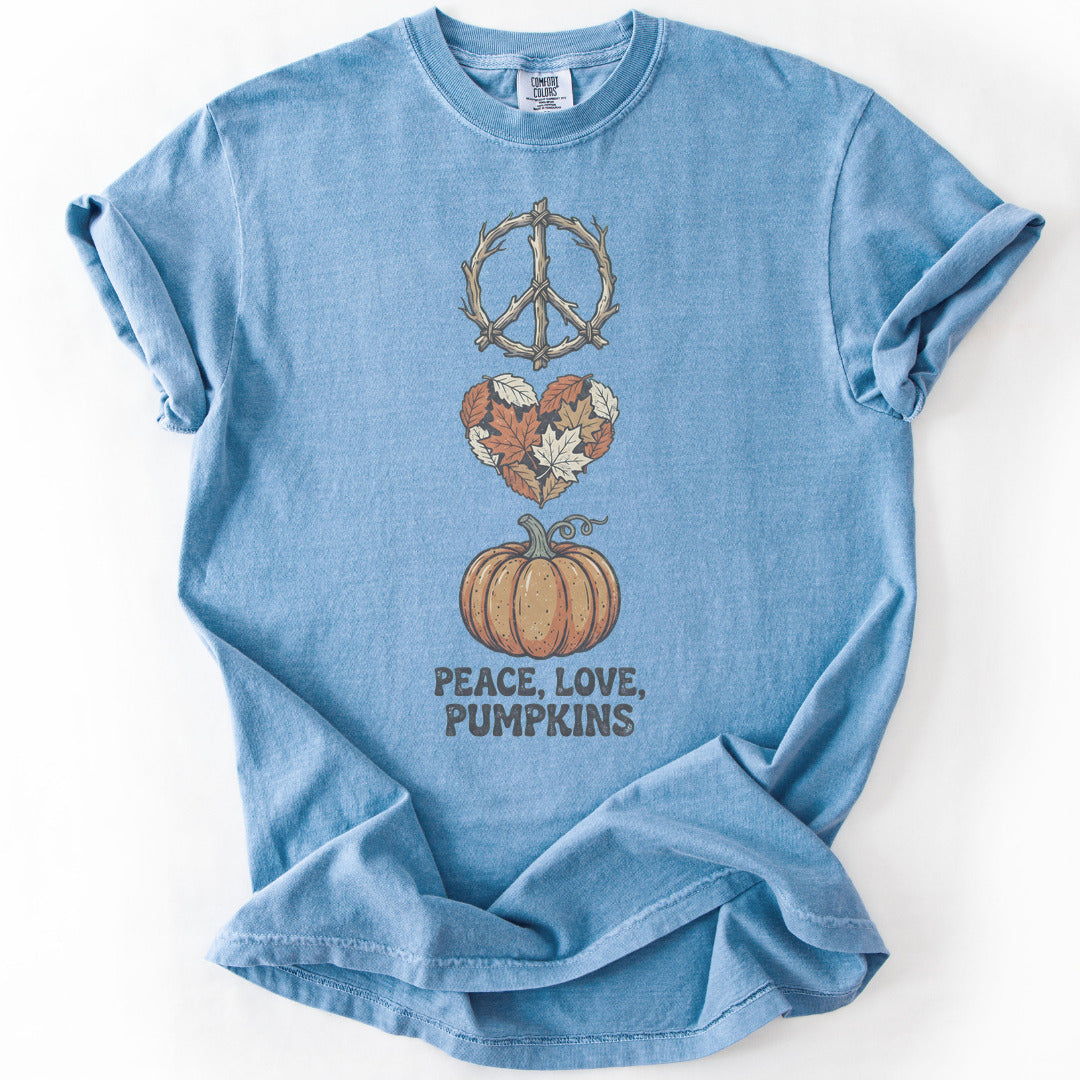 Peace, Love, Pumpkins Premium - Washed Denim