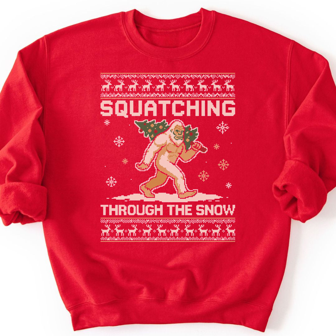 Squatching Through Snow Sweatshirt - Red