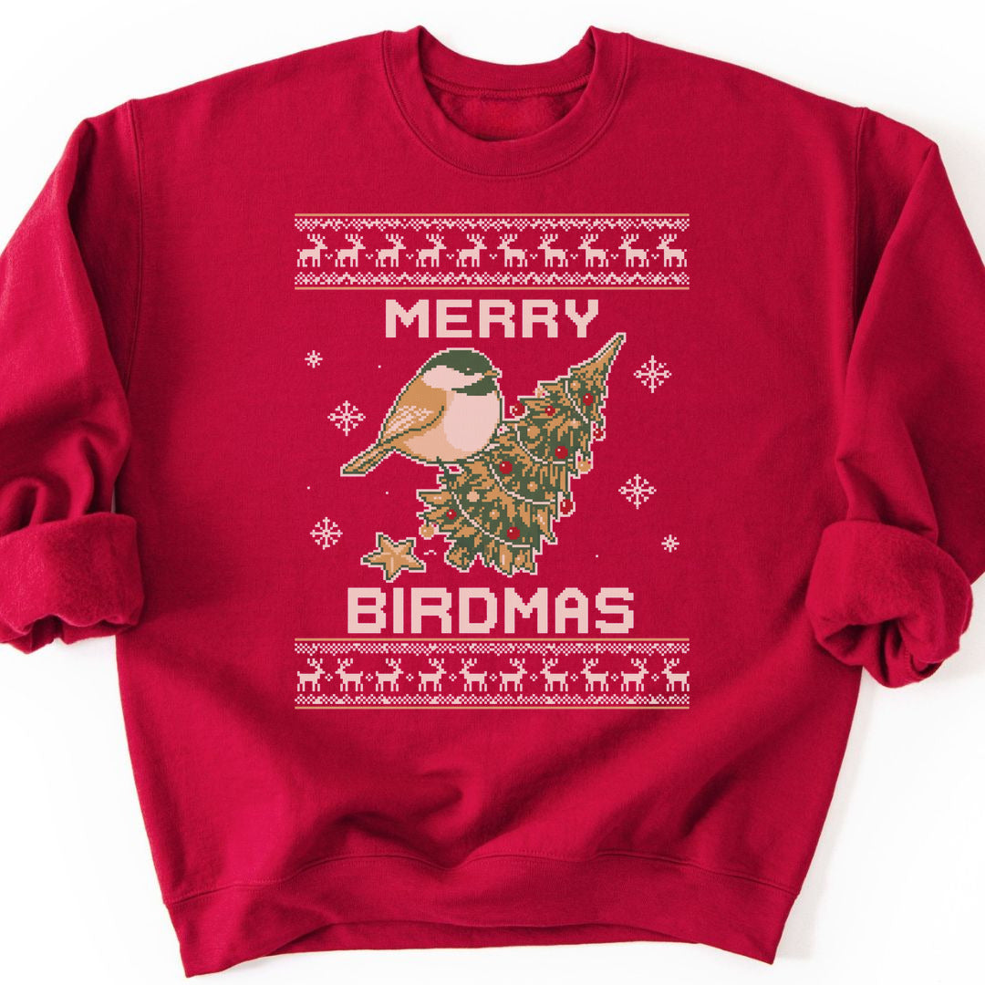 Merry Birdmas Sweatshirt - Cardinal Red