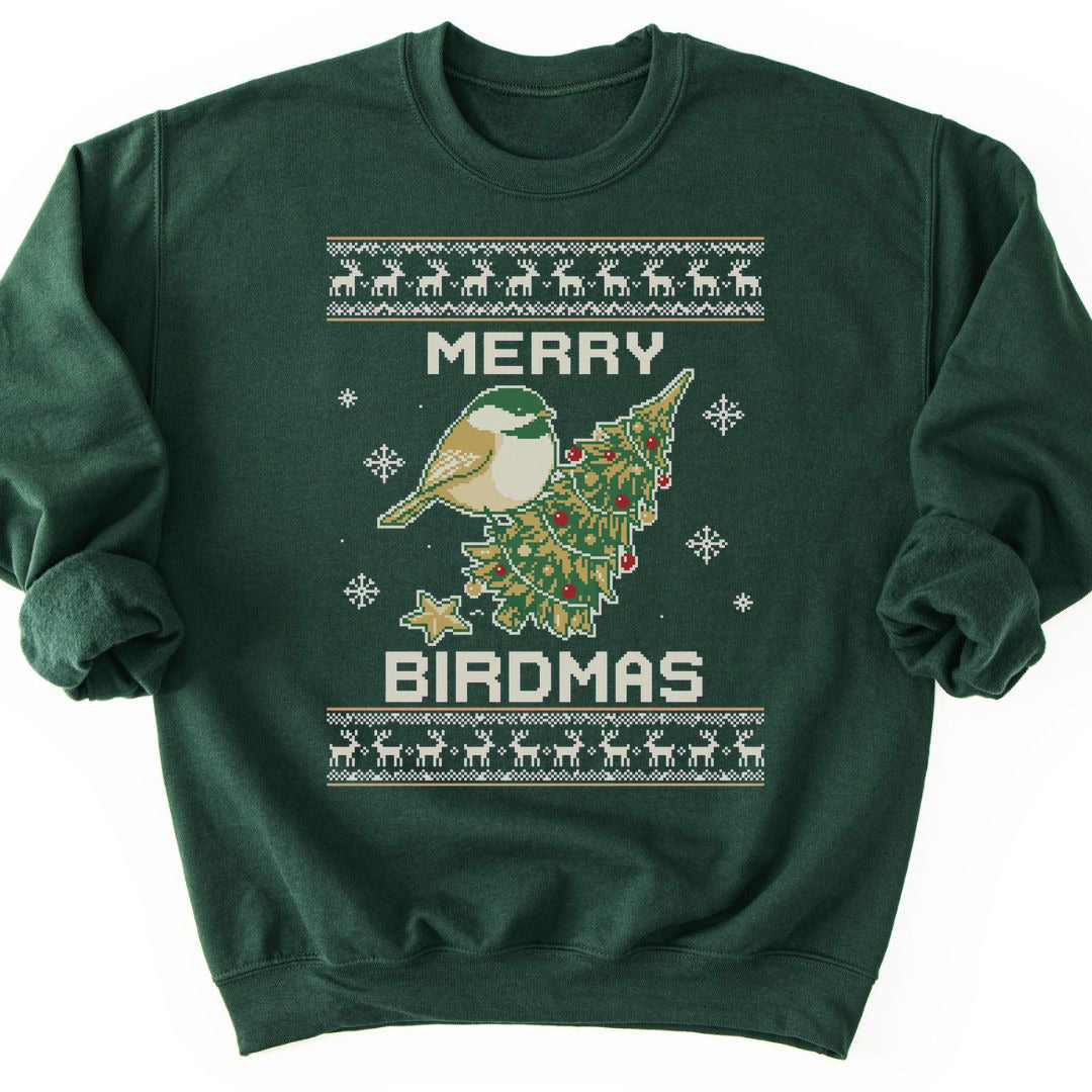 Merry Birdmas Sweatshirt - Forest Green