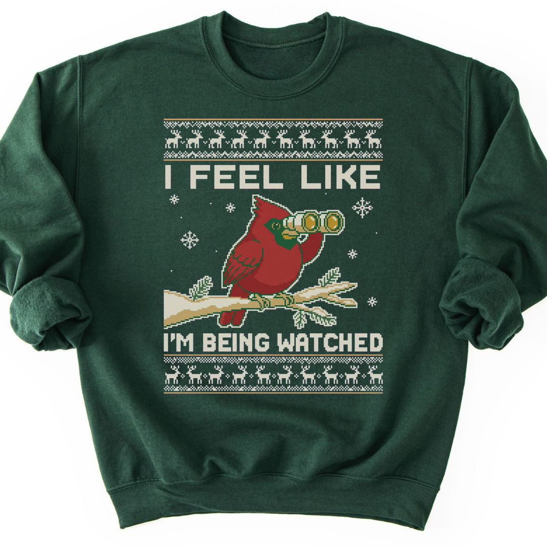 Birdwatching Cardinal Sweatshirt - Forest Green