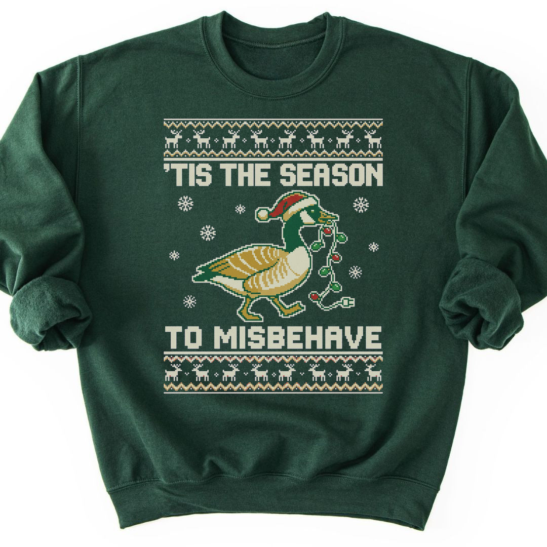 Misbehaving Goose Sweatshirt - Forest Green