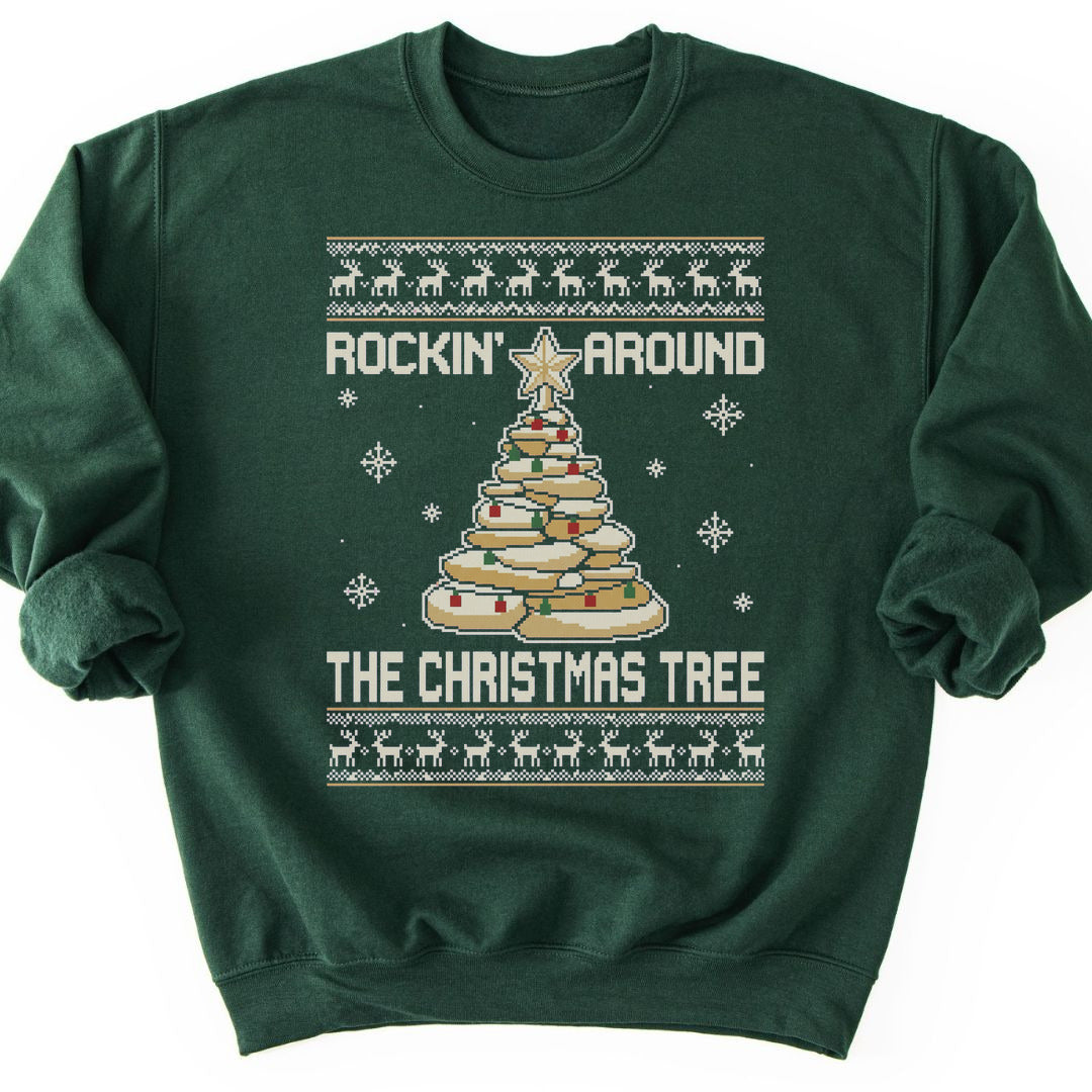 Rockin' Christmas Tree Sweatshirt - Forest Green