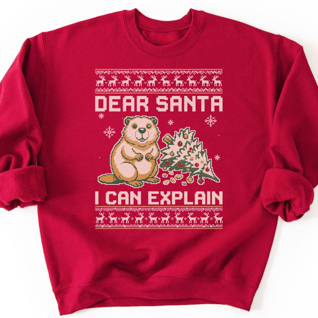 Dear Santa Beaver Sweatshirt - Cardinal Red