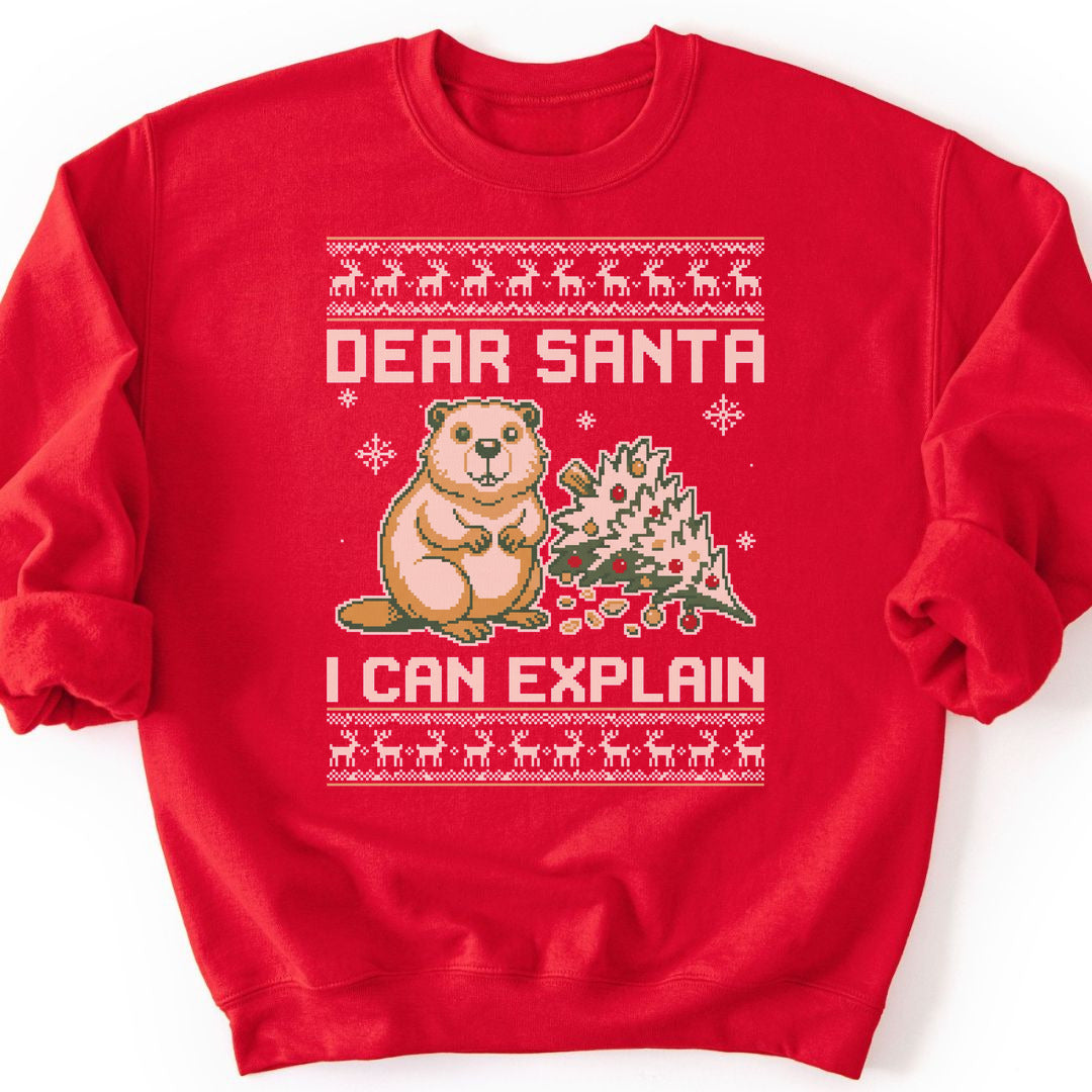 Dear Santa Beaver Sweatshirt - Red