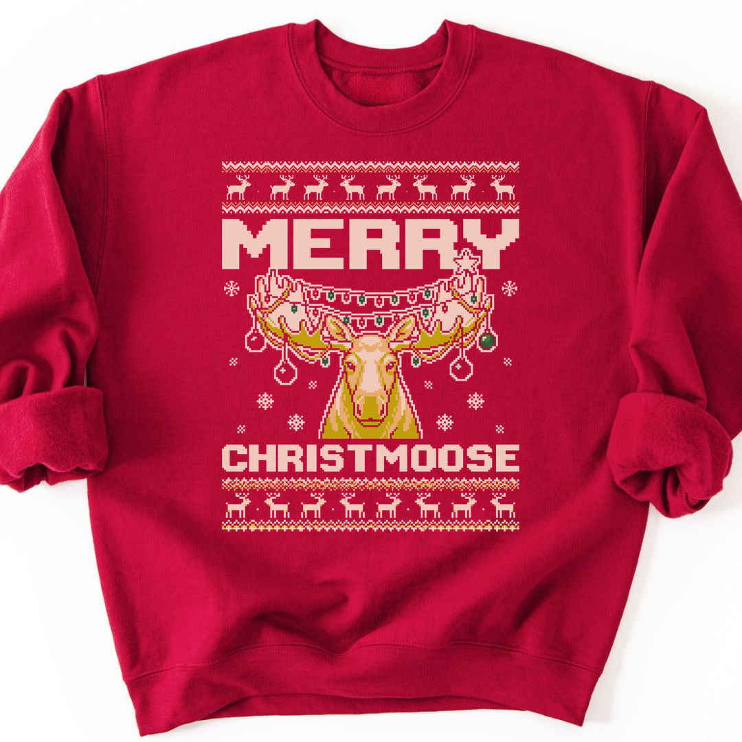 Merry Christmoose Sweatshirt - Cardinal Red