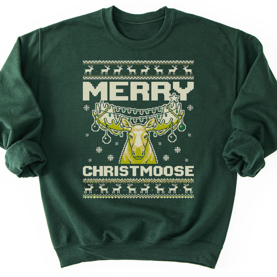Merry Christmoose Sweatshirt - Forest Green