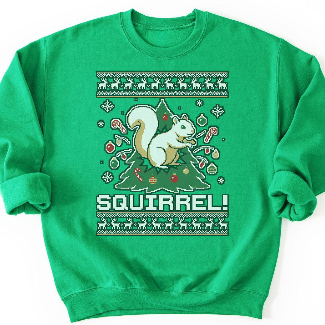 Christmas Tree Squirrel Sweatshirt - Irish Green