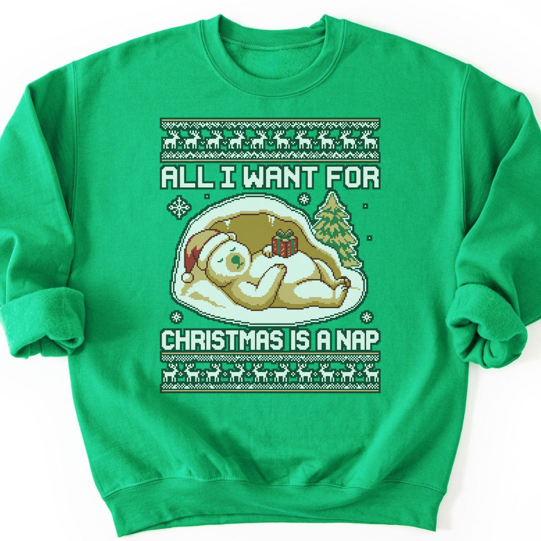 Christmas Nap Bear Sweatshirt - Irish Green