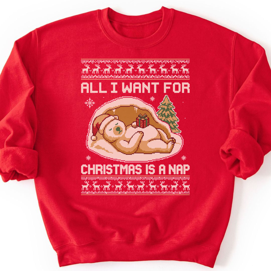 Christmas Nap Bear Sweatshirt - Red