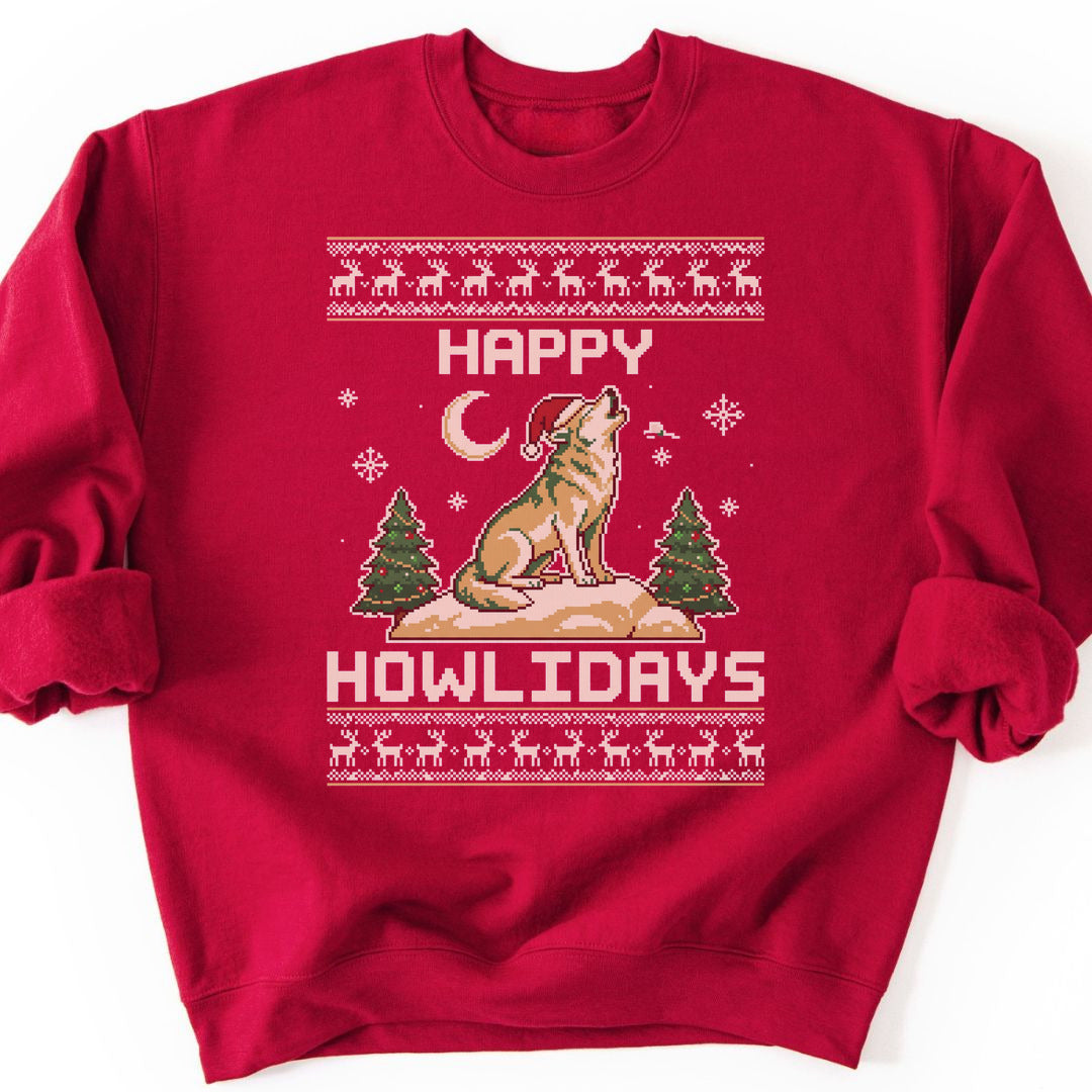 Happy Howlidays Sweatshirt - Cardinal Red