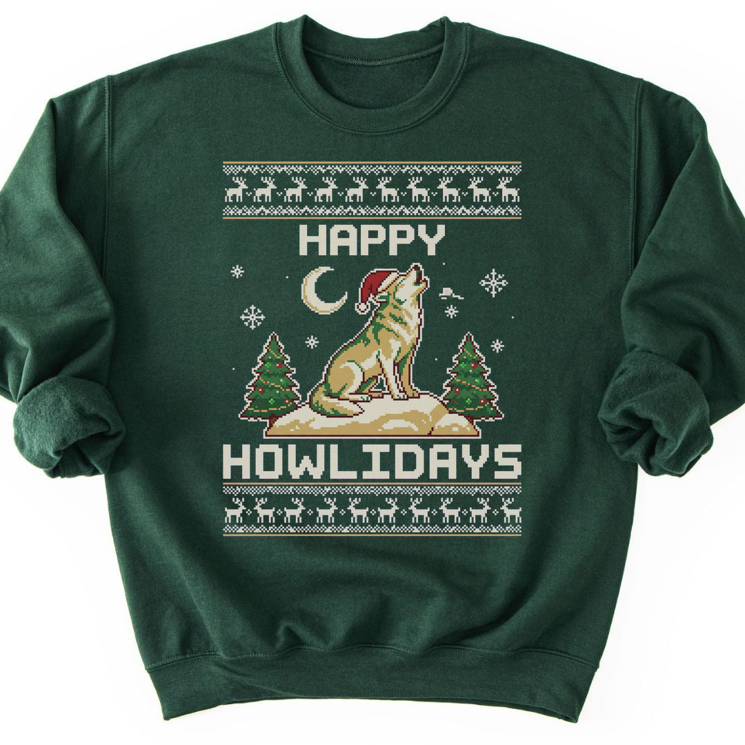 Happy Howlidays Sweatshirt - Forest Green