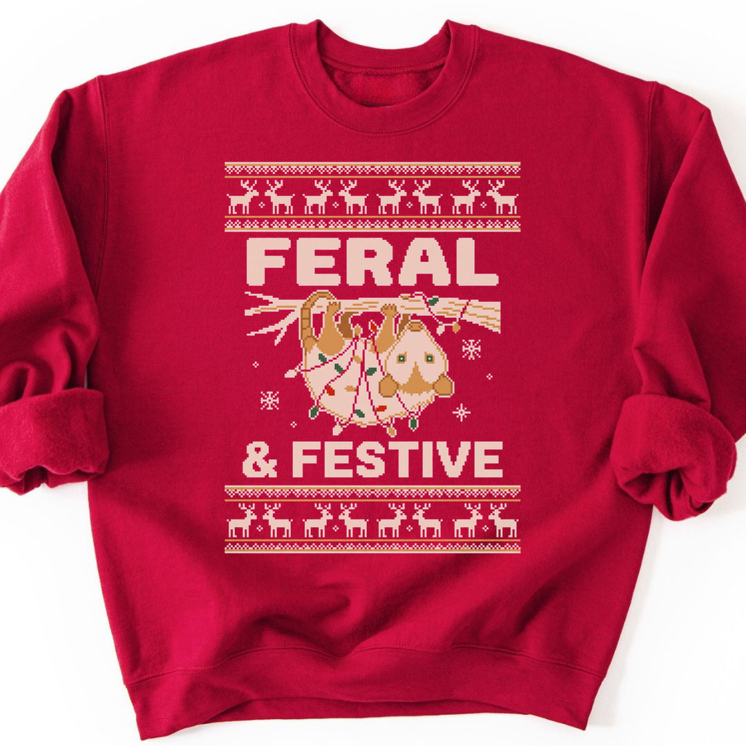 Feral and Festive Sweatshirt - Cardinal Red