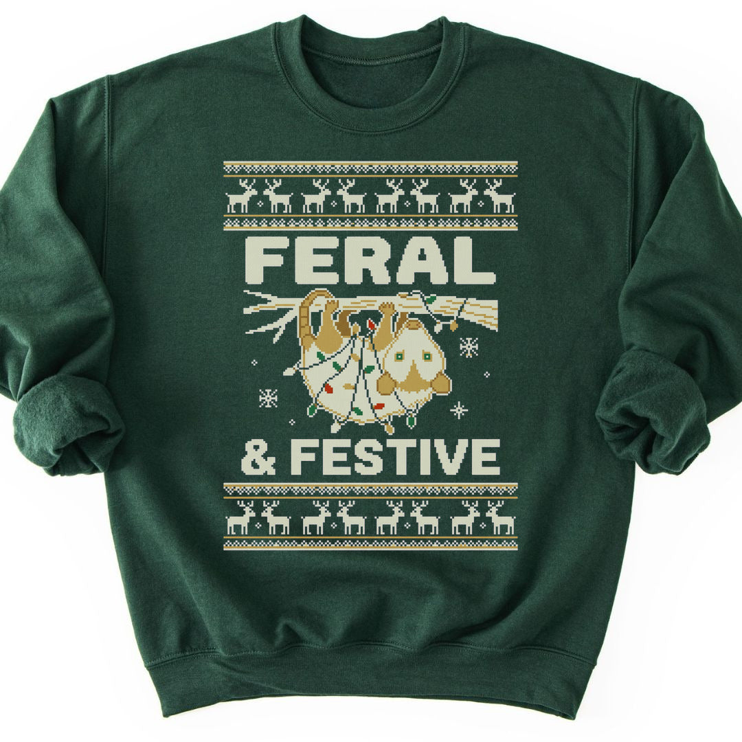 Feral and Festive Sweatshirt - Forest Green