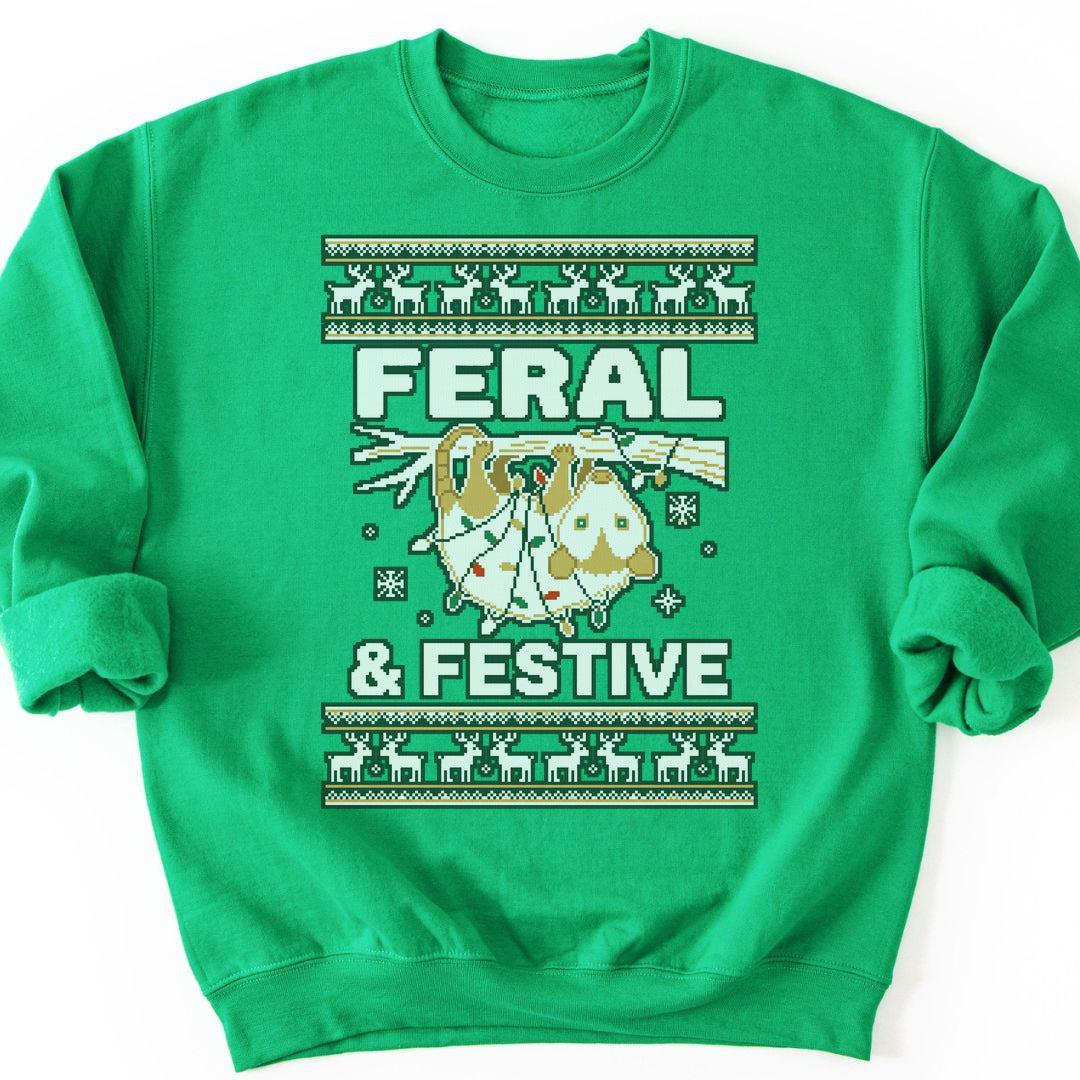 Feral and Festive Sweatshirt - Irish Green