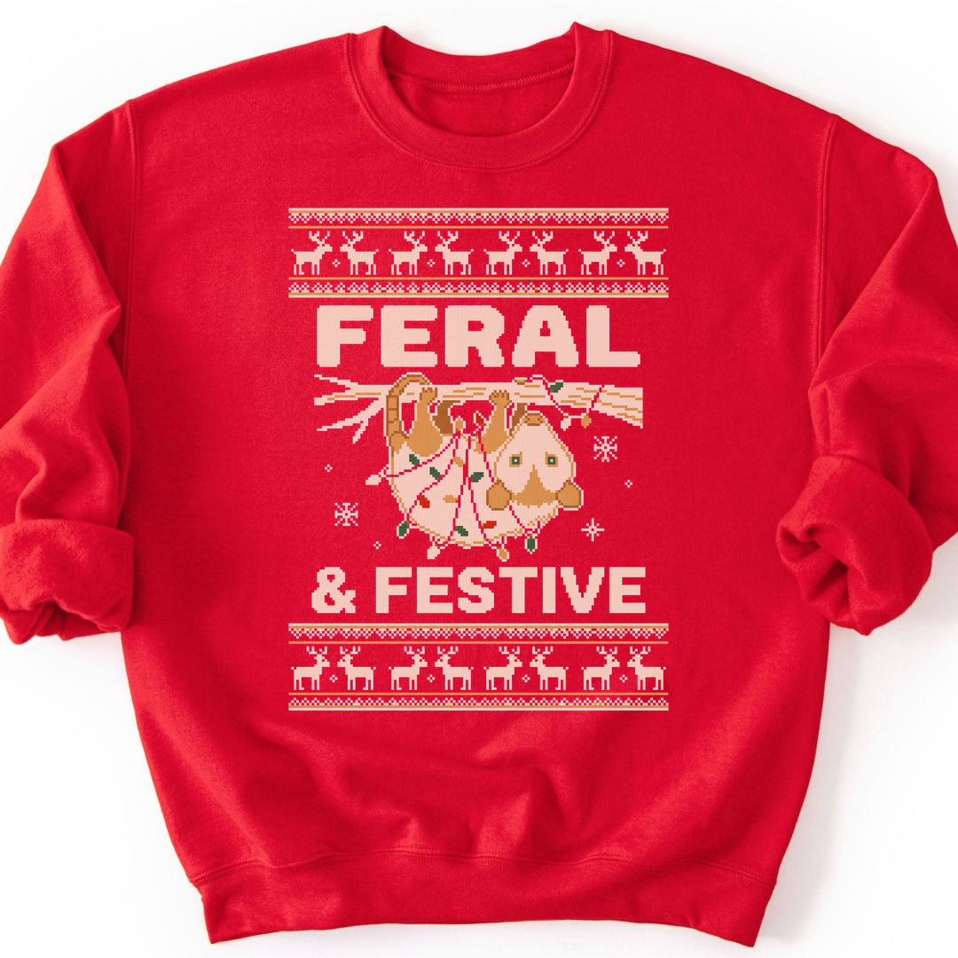 Feral and Festive Sweatshirt - Red