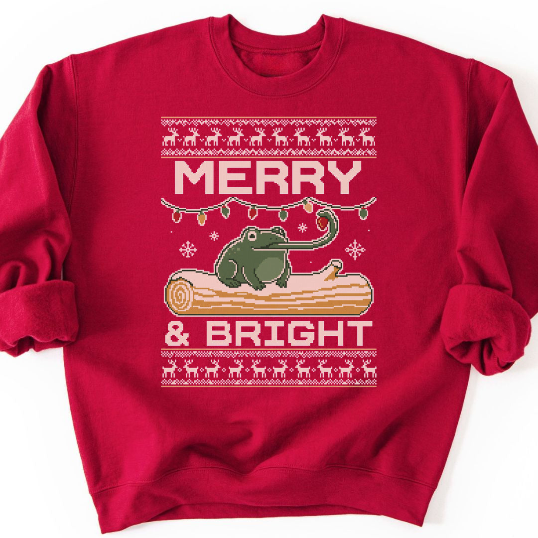 Merry & Bright Sweatshirt - Cardinal Red