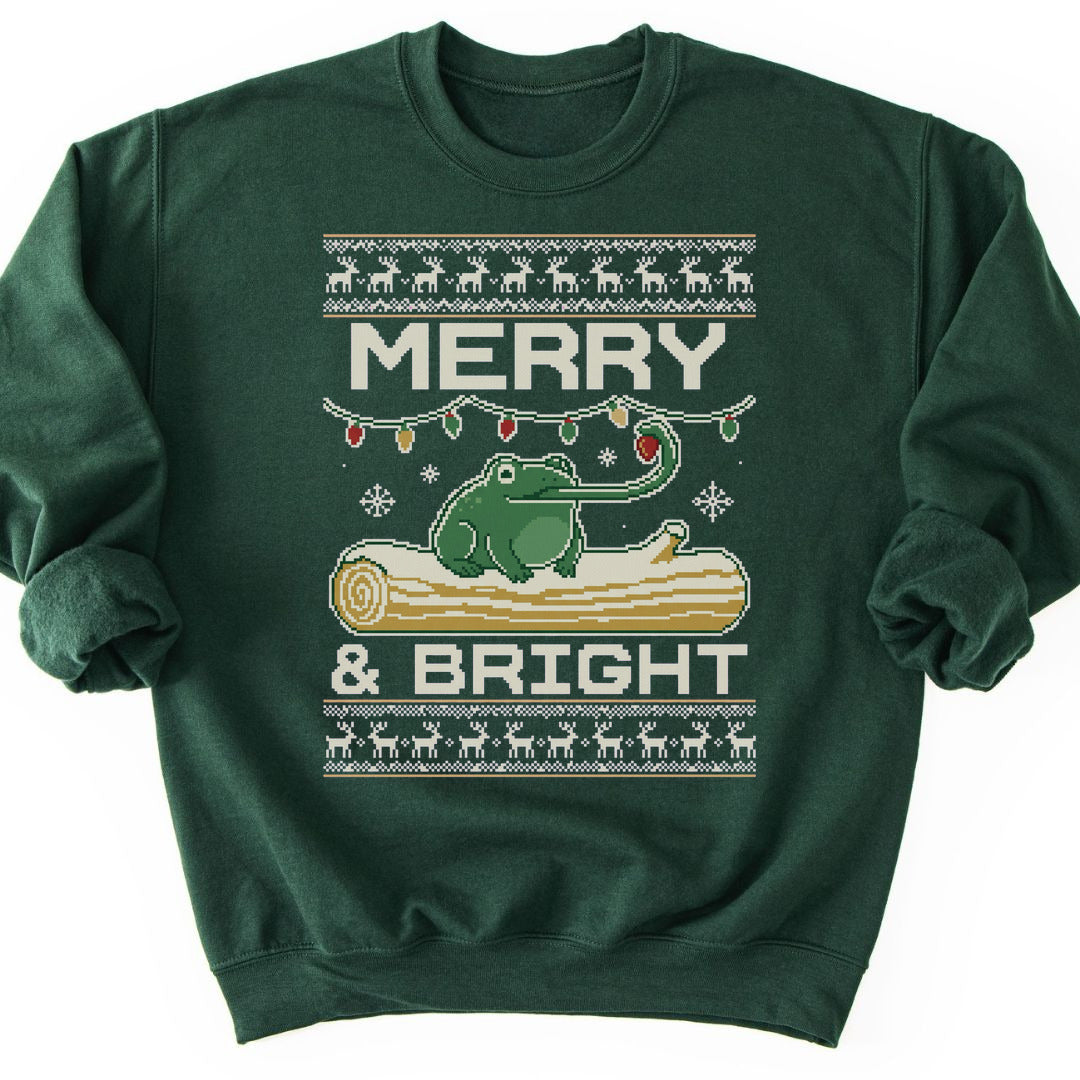 Merry & Bright Sweatshirt - Forest Green