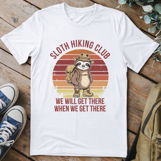 T-Shirt White / S Sloth Hiking Club Retro T-Shirt
