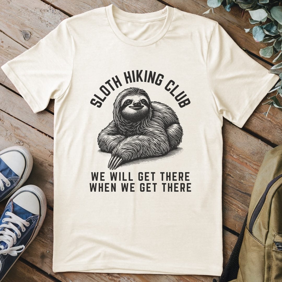 T-Shirt Natural / S Sloth Hiking Club Black & White T-Shirt