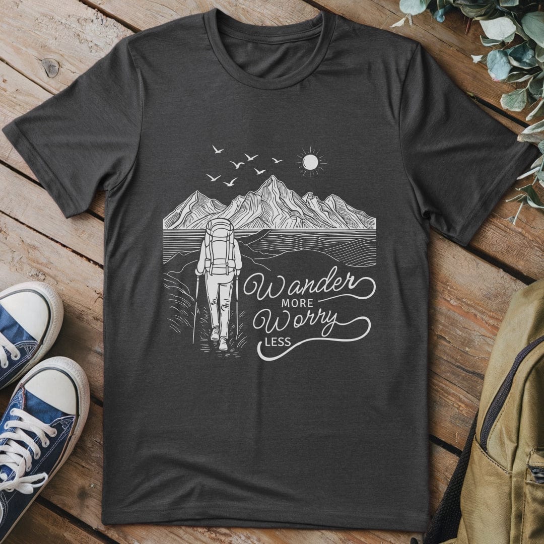 T-Shirt Dark Heather / S Wander More Line Art T-Shirt