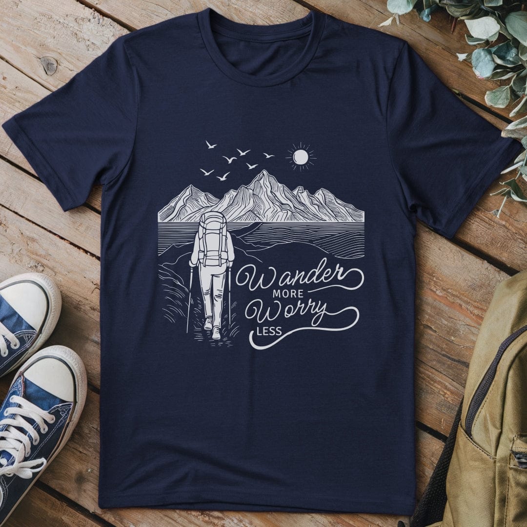 T-Shirt Navy / S Wander More Line Art T-Shirt