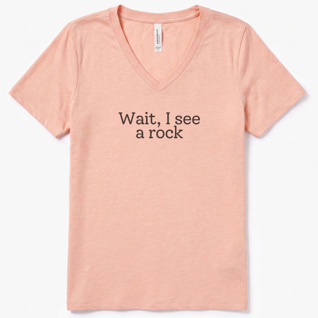 Wait, I see a rock V-Neck Heather - women's relaxed v-neck tee in Heather Peach from Summit Soul