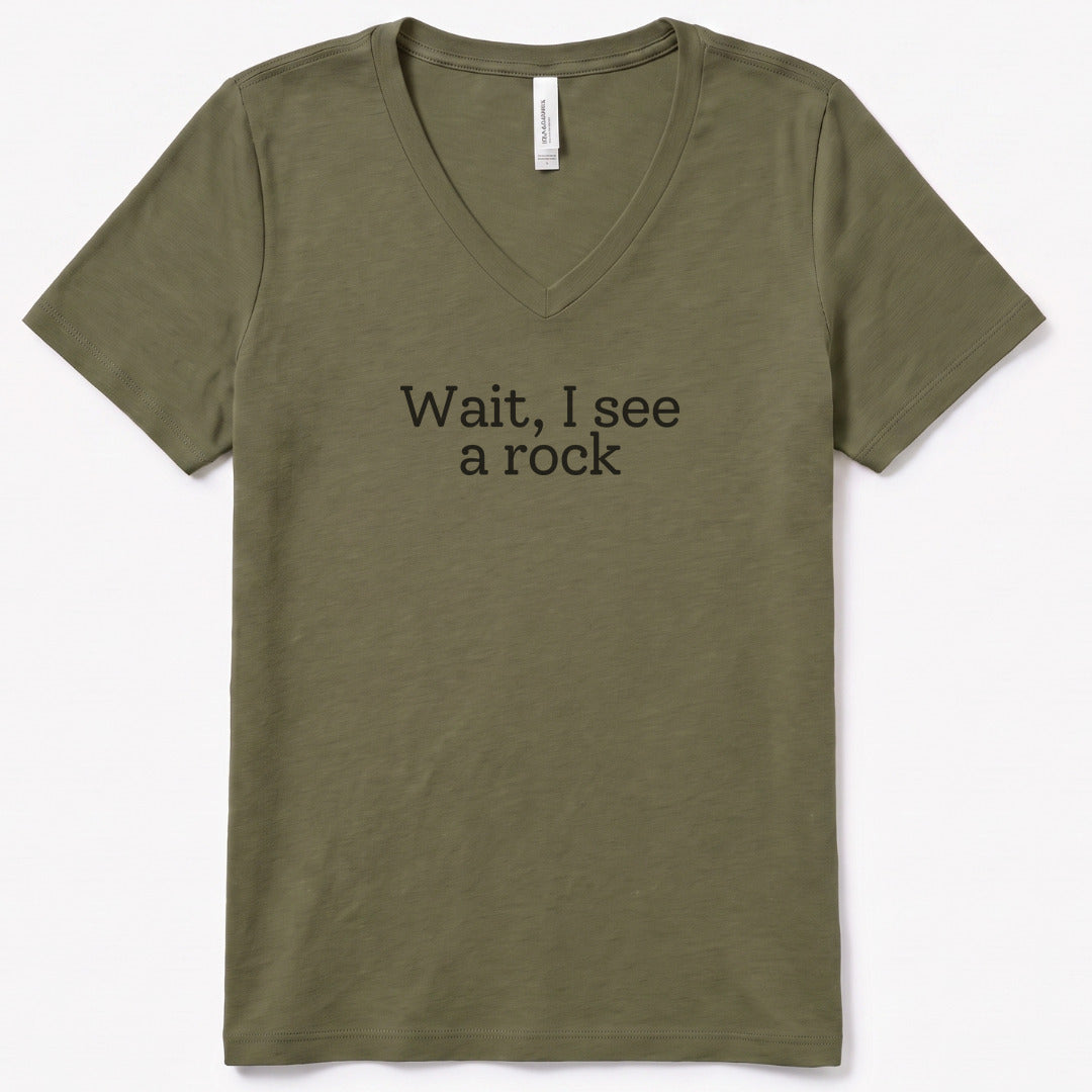 Wait, I see a rock V-Neck - women's relaxed v-neck tee in Military Green from Summit Soul