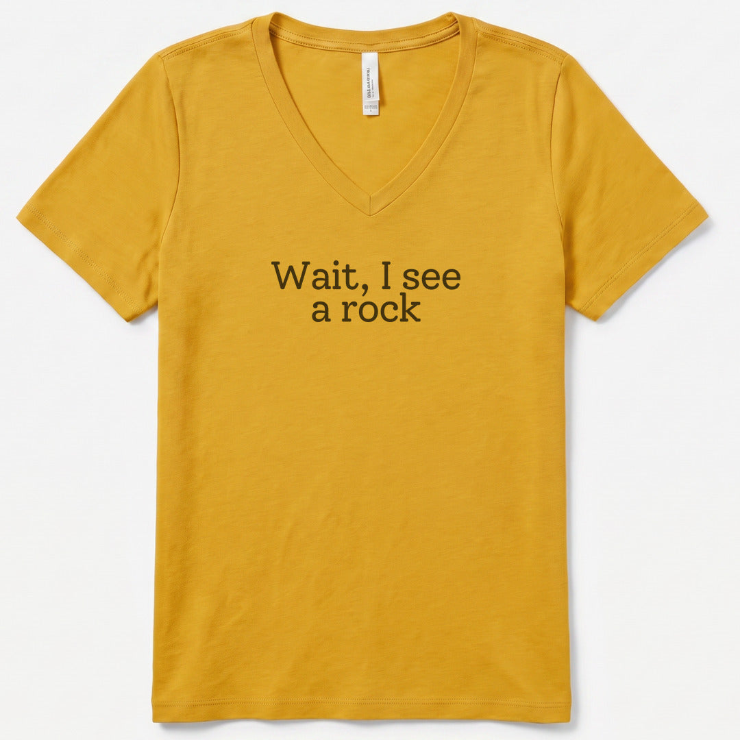 Wait, I see a rock V-Neck - women's relaxed v-neck tee in Mustard from Summit Soul