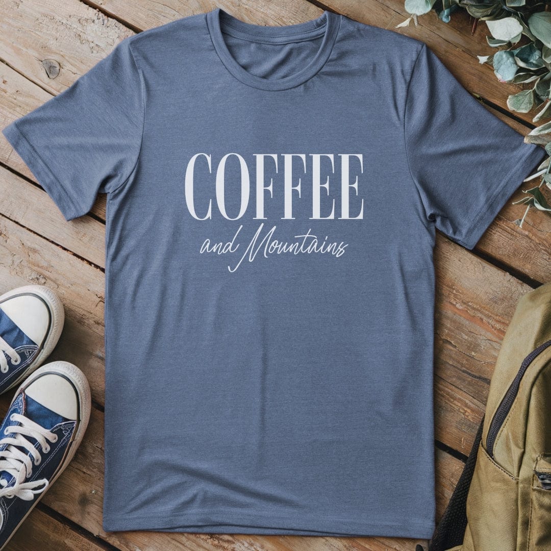 T-Shirt Heather Indigo / S Coffee And Mountains Typo T-Shirt