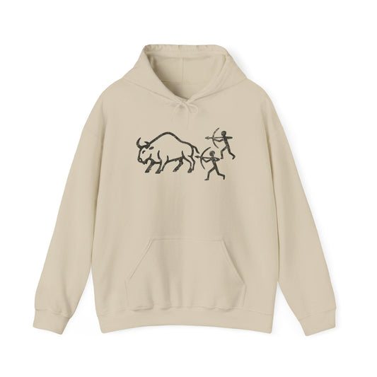 Hoodie Sand / S Bison Hunt Carving Hoodie