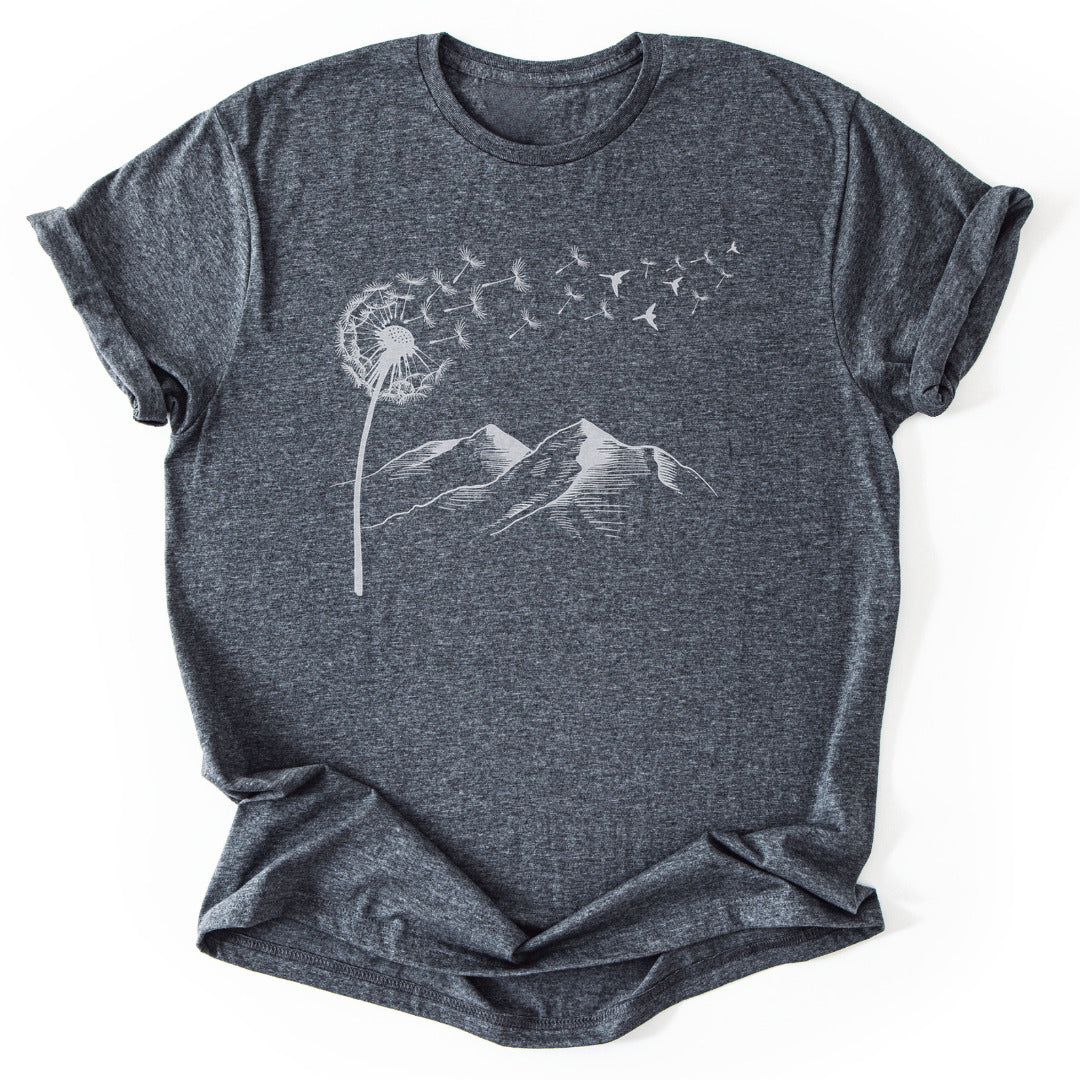 T-Shirt Dark Heather / S Dandelion & Mountain Minimalist T-Shirt