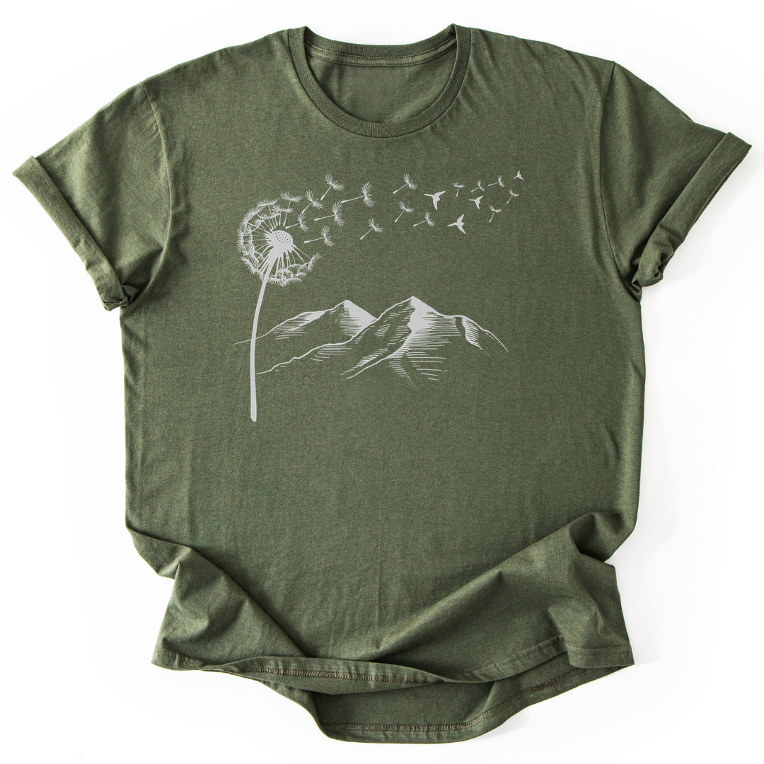 T-Shirt Military Green / S Dandelion & Mountain Minimalist T-Shirt