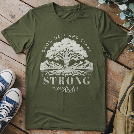 T-Shirt Military Green / S Grow Deep Stand Strong T-Shirt