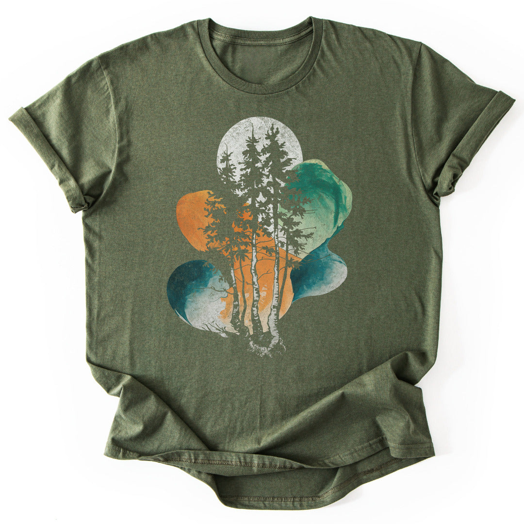 T-Shirt Military Green / S Trees Abstract T-Shirt