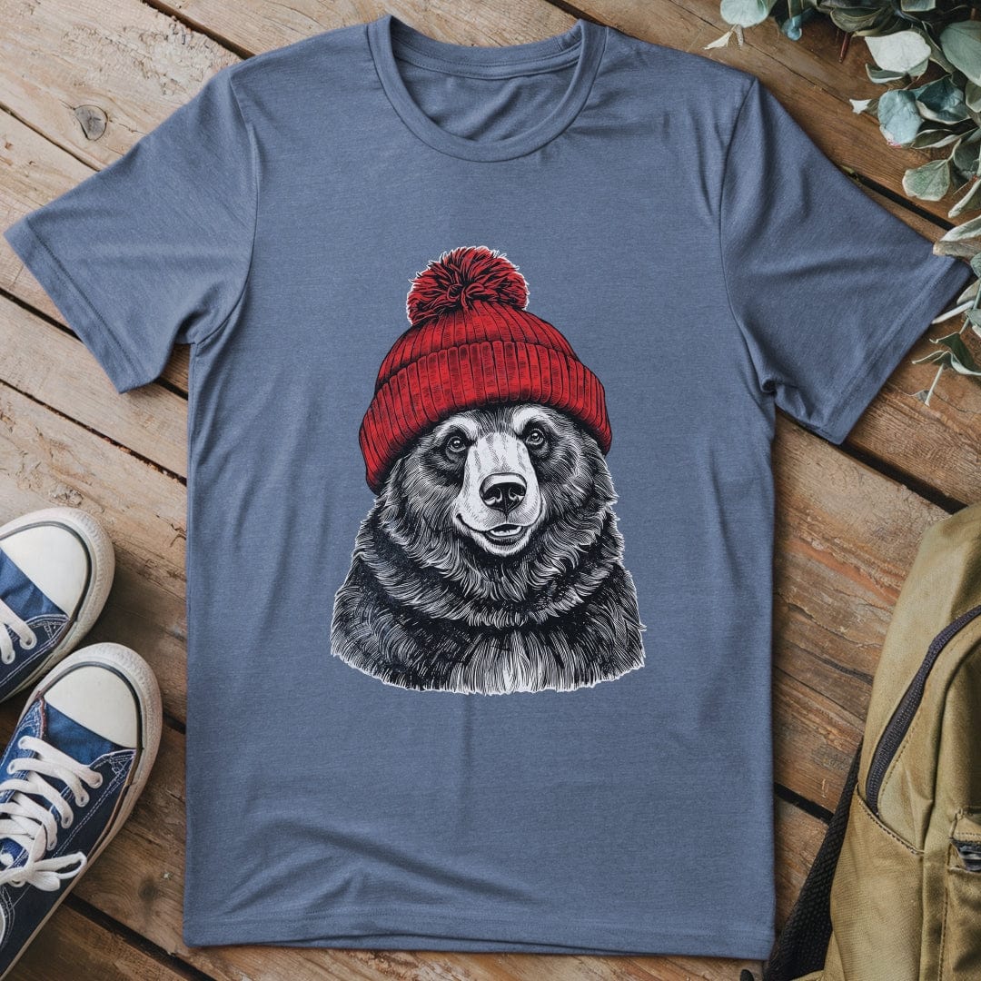 T-Shirt Heather Indigo / S Bear in a Beanie T-Shirt