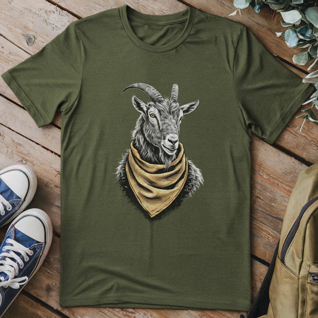 T-Shirt Military Green / S Goat in a Bandana T-Shirt