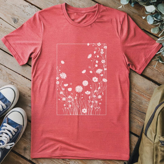 T-Shirt Heather Red / S Flower Rectancle T-Shirt